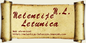 Melentije Letunica vizit kartica